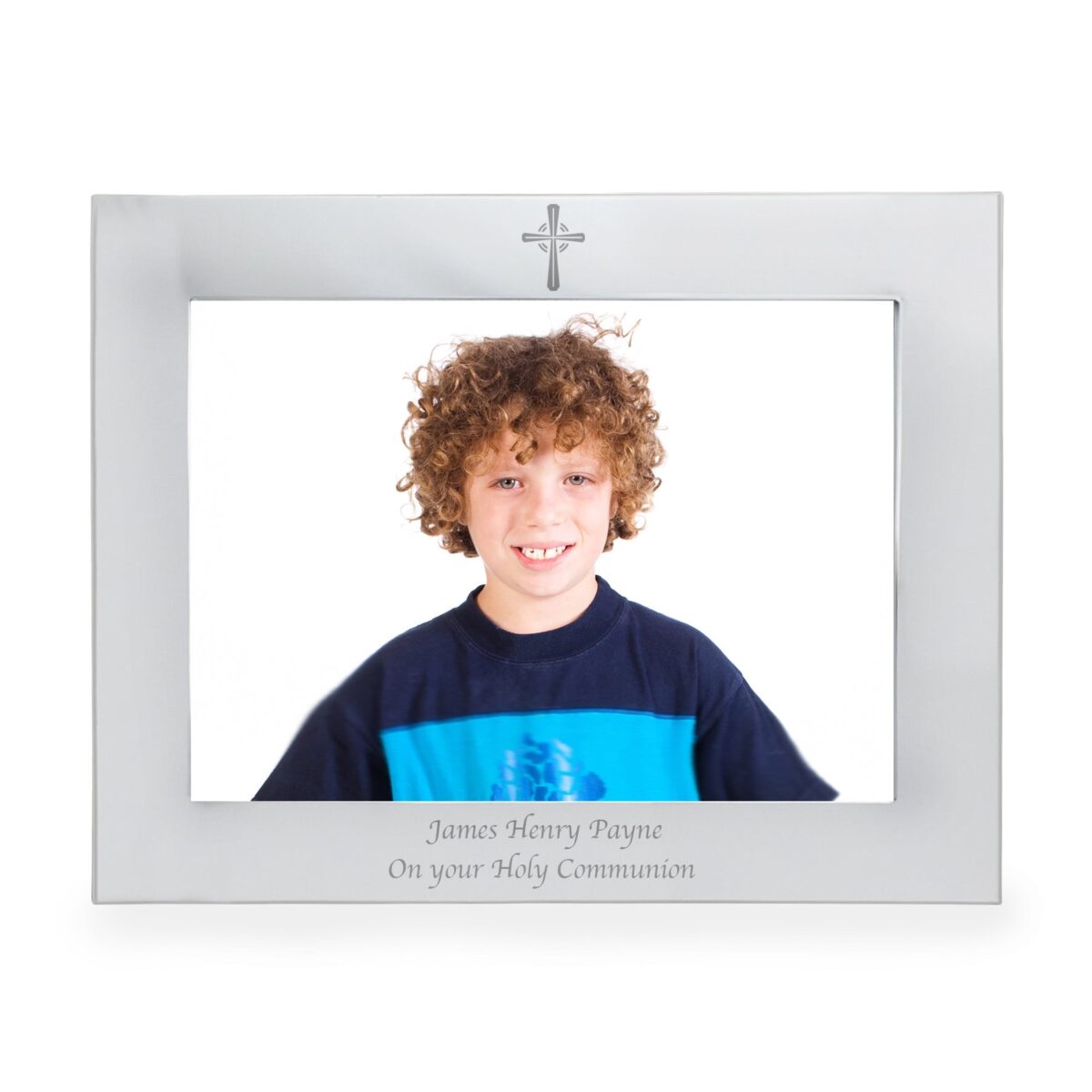 Personalised Silver 5x7 Landscape Cross Photo Frame: 5 - Photo Frames By Gift Moments