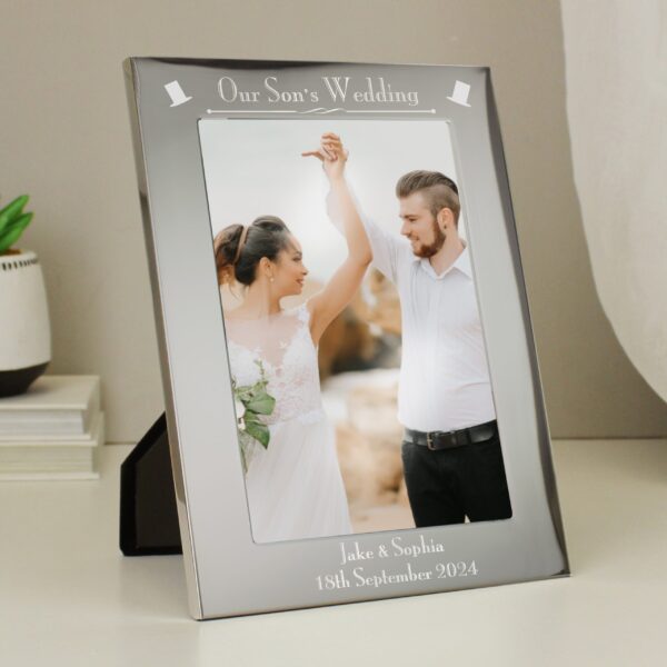Personalised Silver 5x7 Our Sons Wedding Photo Frame: 2 - Photo Frames By Gift Moments