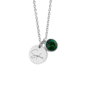 Personalised Silver Birthstone Crystal Disc Necklaces: 22 - Necklaces By Gift Moments
