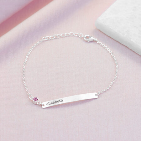 Personalised Silver Birthstone Swarovski Crystal Bracelets: 6 - June - Bracelets By Gift Moments