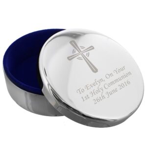 Personalised Silver Cross Trinket Box - Ideal For Rosary Beads: 2 - Trinket Boxes By Gift Moments