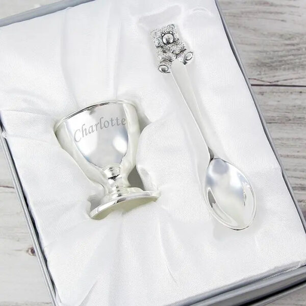 Personalised Silver Egg Cup & Spoon: 2 - Egg Cups By Gift Moments