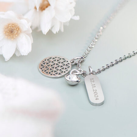Personalised Silver Mandala Charms Necklace: 1 - Necklaces By Gift Moments