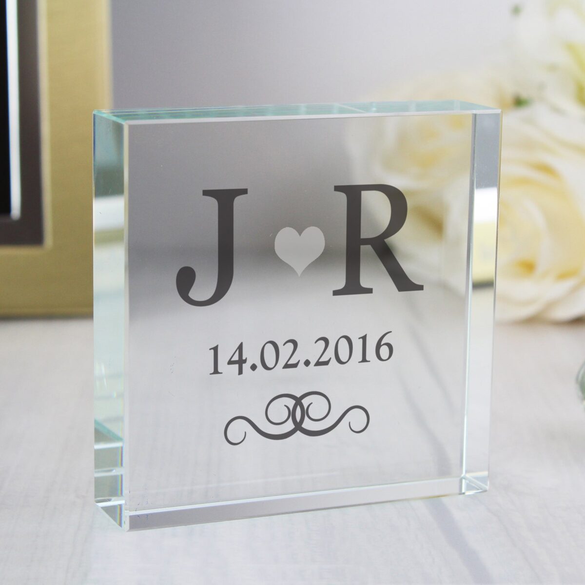 Personalised silver monogram crystal token