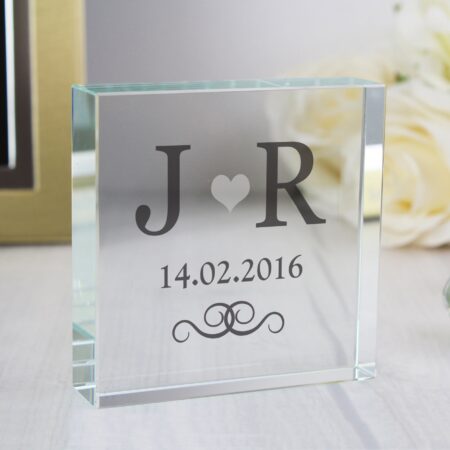 Personalised silver monogram crystal token