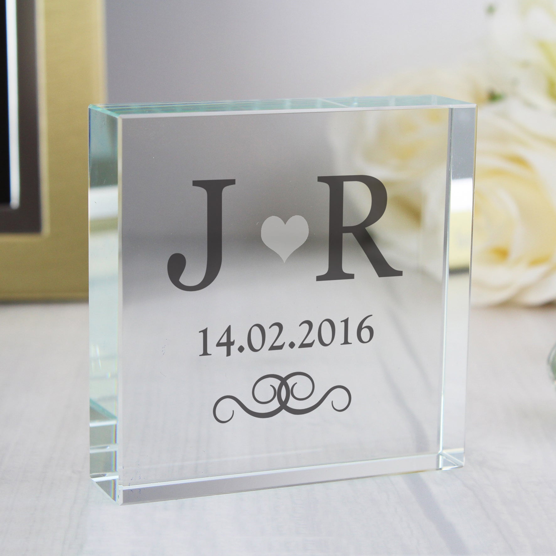 Personalised silver monogram crystal token