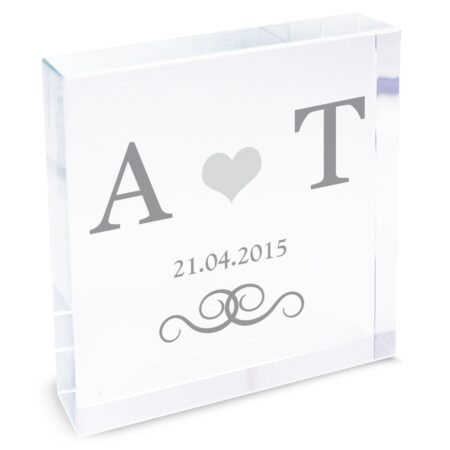 Personalised silver monogram crystal token