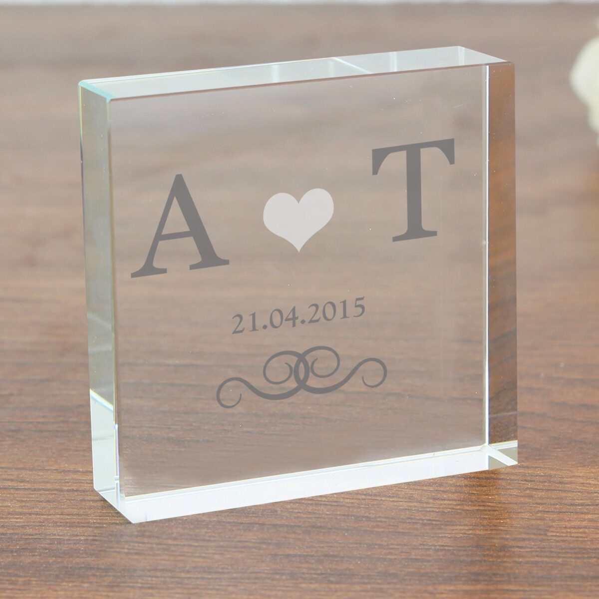 Personalised silver monogram crystal token