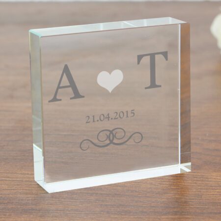 Personalised silver monogram crystal token