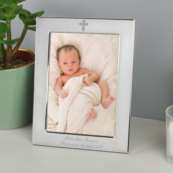 Personalised Silver Plated 6x4 Elegant Cross Photo Frame: 1 - Photo Frames By Gift Moments