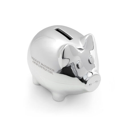 Personalised Silver Plated Piggy Bank: 4 - Money Boxes By Gift Moments