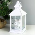 Personalised Silver Reindeer White Lantern: 1 - LED Lighting By Gift Moments