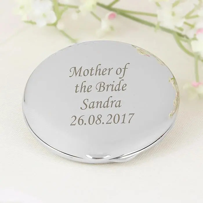 Personalised silver round compact mirror
