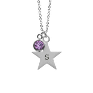 Personalised Silver Star Birthstone Crystal Necklaces: 24 - Necklaces By Gift Moments