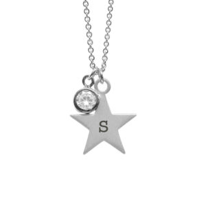 Personalised Silver Star Birthstone Crystal Necklaces: 16 - Necklaces By Gift Moments