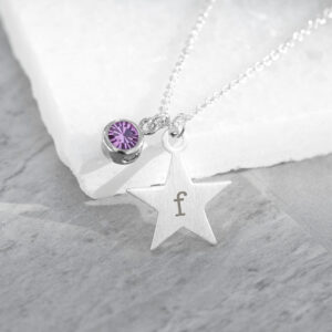Personalised Silver Star Birthstone Crystal Necklaces: 7 - June - Necklaces By Gift Moments