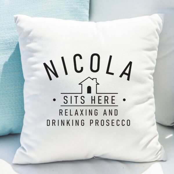 Personalised...Sits Here Cushion: 1 - Cushions By Gift Moments