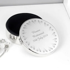 Personalised Small Hearts Round Trinket Box: 1 - Trinket Boxes By Gift Moments