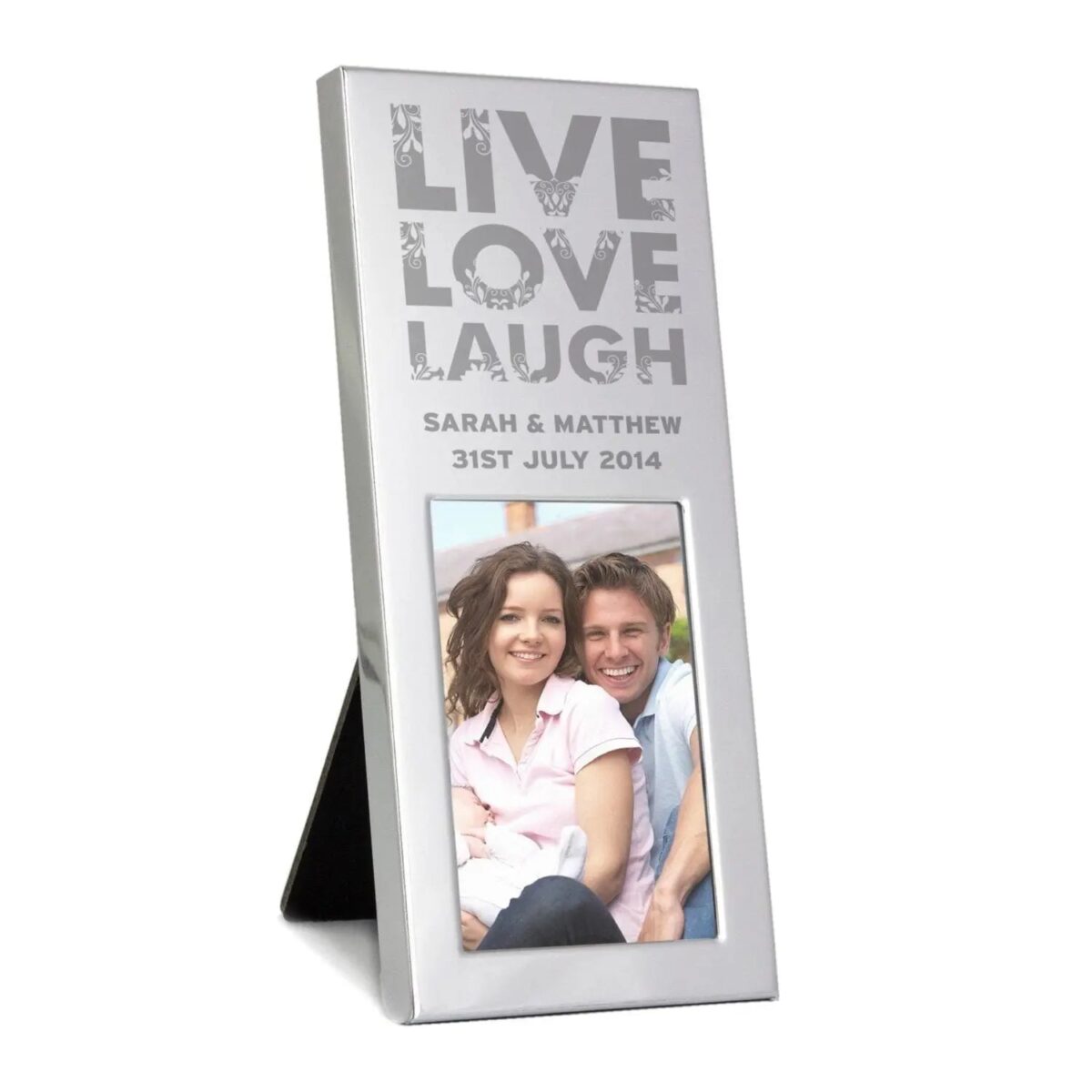 Personalised Small Live Love Laugh 2x3 Silver Photo Frame: 2 - Photo Frames By Gift Moments