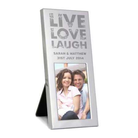 Personalised Small Live Love Laugh 2x3 Silver Photo Frame: 2 - Photo Frames By Gift Moments