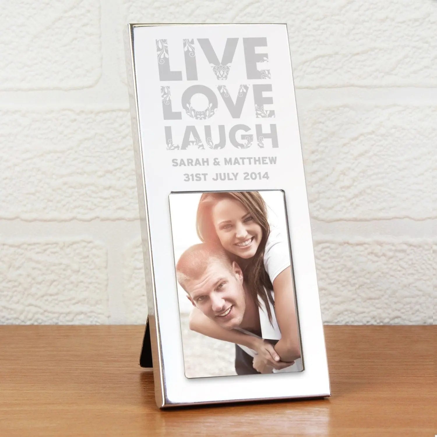 Personalised Small Live Love Laugh 2x3 Silver Photo Frame: 1 - Photo Frames By Gift Moments