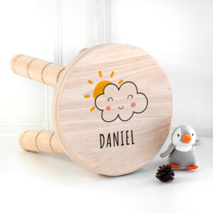 Personalised Smiling Cloud Wooden Stool: 1 - Wooden Stools By Gift Moments