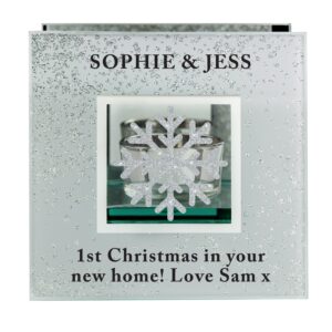 Personalised Snowflake Silver Glitter Tea Light Holder: 4 - Candle Holders By Gift Moments