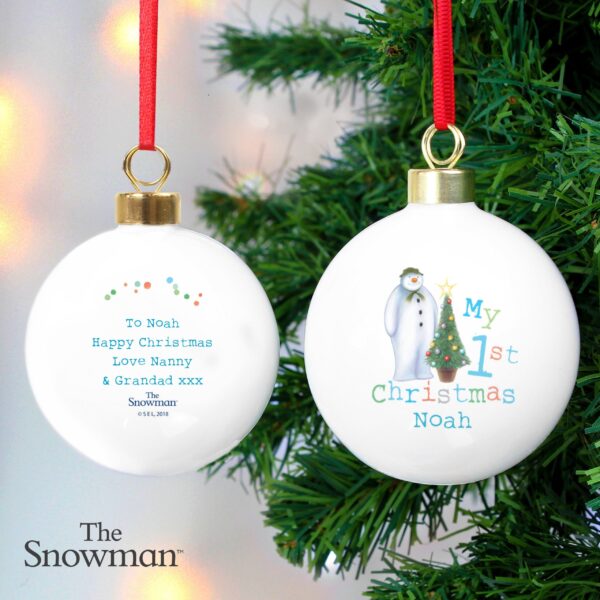 Personalised The Snowman My 1st Christmas Bauble: 2 - Christmas Baubles By The Snowman
