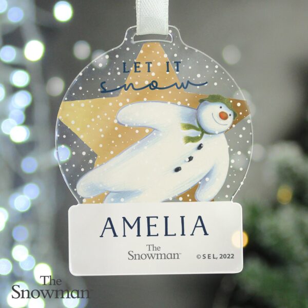 Personalised The Snowman Acrylic Decoration: 2 - Christmas Decorations By The Snowman