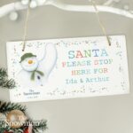 Personalised The Snowman Let it Snow Santa Stop Here Wooden Sign: 1 - Signs & Plaques By The Snowman