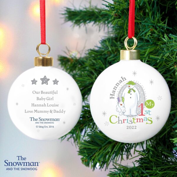 Personalised The Snowman and the Snowdog My 1st Christmas Bauble: 1 - Christmas Baubles By The Snowman