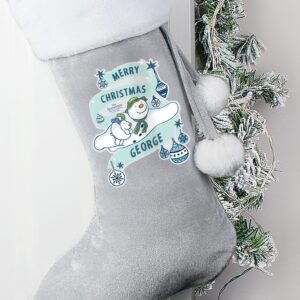 Personalised The Snowman and the Snowdog Luxury Silver Grey Stocking: 1 - Christmas Stockings By The Snowman