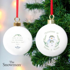 Personalised The Snowman Winter Garden Bauble: 2 - Christmas Baubles By The Snowman