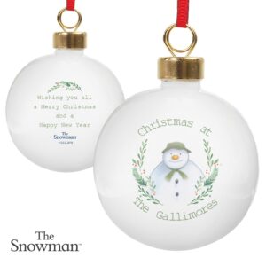 Personalised The Snowman Winter Garden Bauble: 5 - Christmas Baubles By The Snowman
