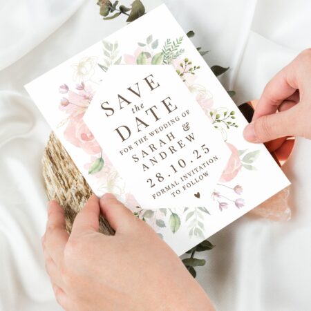 Personalised soft floral set 36 wedding save dates