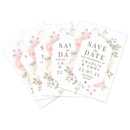 Personalised soft floral set 36 wedding save dates