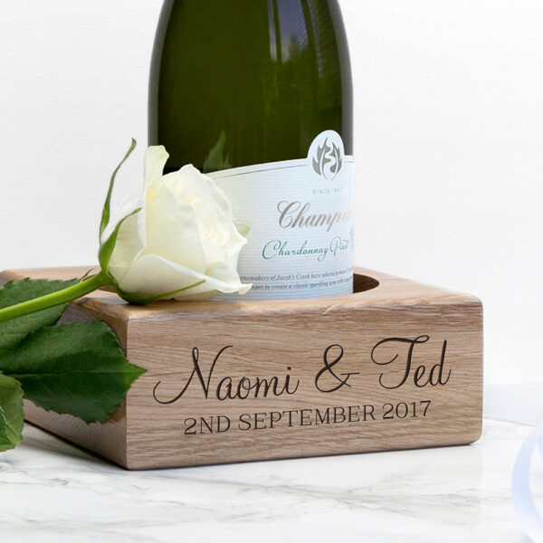 Personalised Solid Oak Champagne Holder: 1 - Barware By Gift Moments
