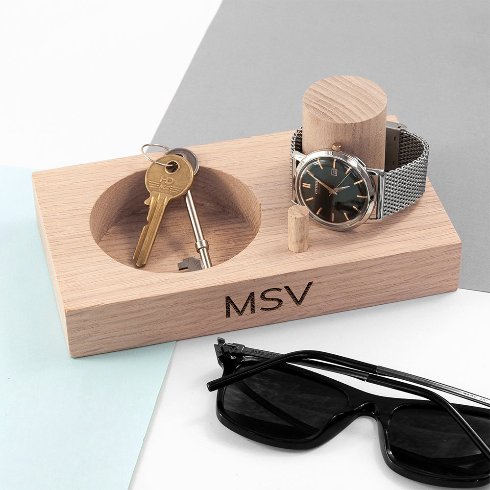 Personalised Solid Oak Wood Watch Stand: 4 - Storage By Gift Moments