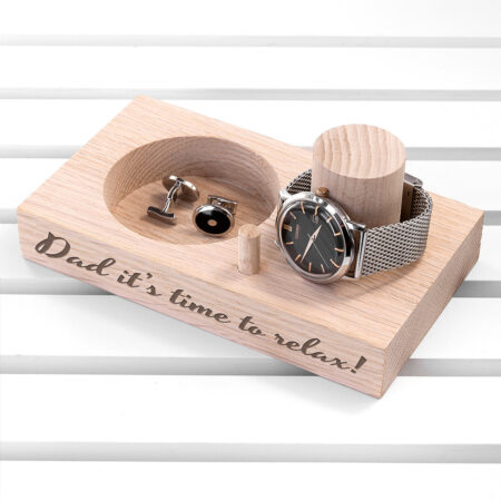 Personalised Solid Oak Wood Watch Stand: 2 - Storage By Gift Moments