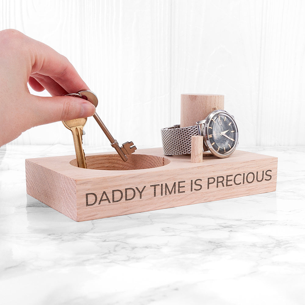 Personalised Solid Oak Wood Watch Stand: 6 - Sans Serif - Storage By Gift Moments