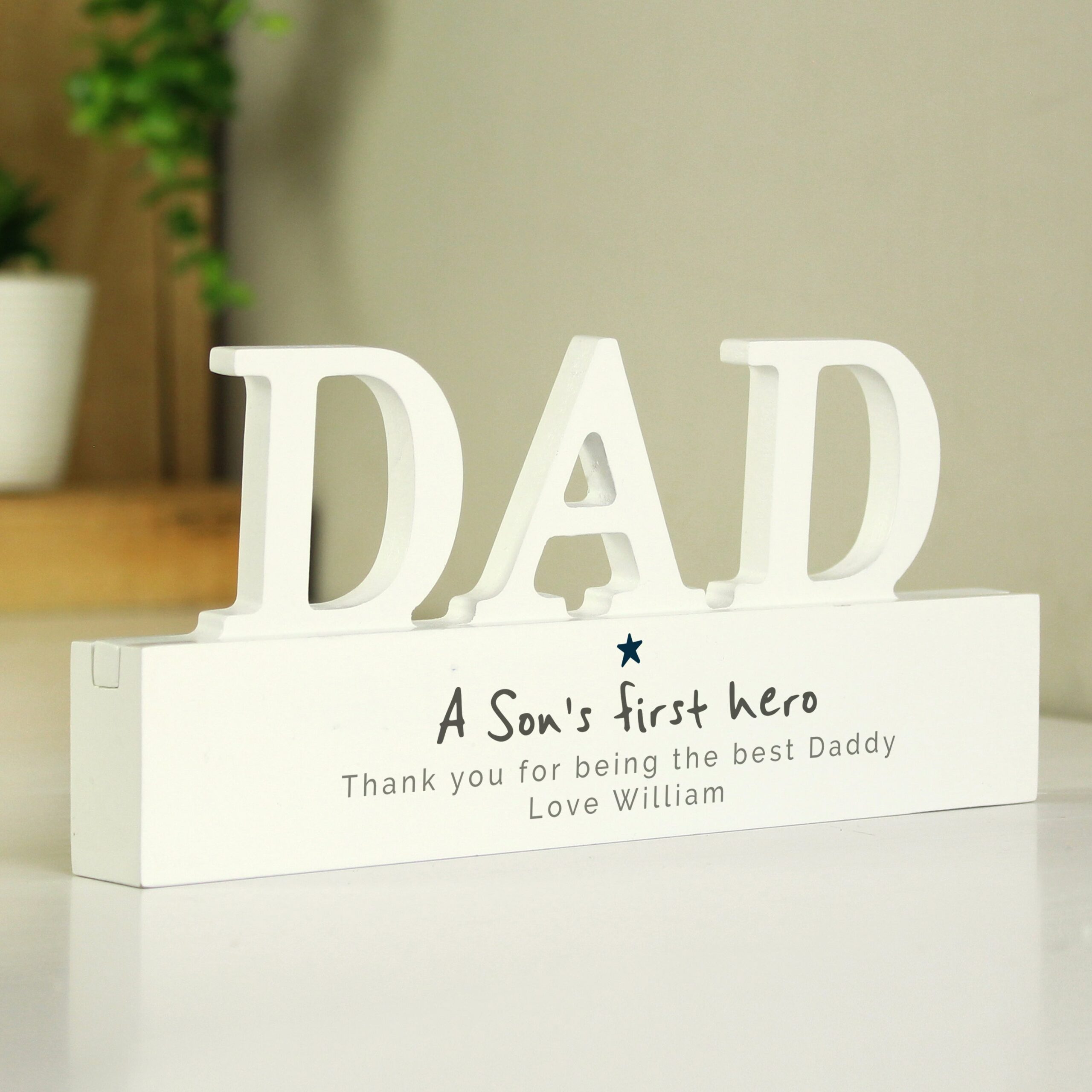 Personalised A Sons First Hero Wooden Dad Ornament: 1 - Ornaments By Gift Moments