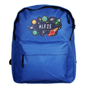 Personalised Space Blue Backpack: 5 - Kids Bags By Gift Moments