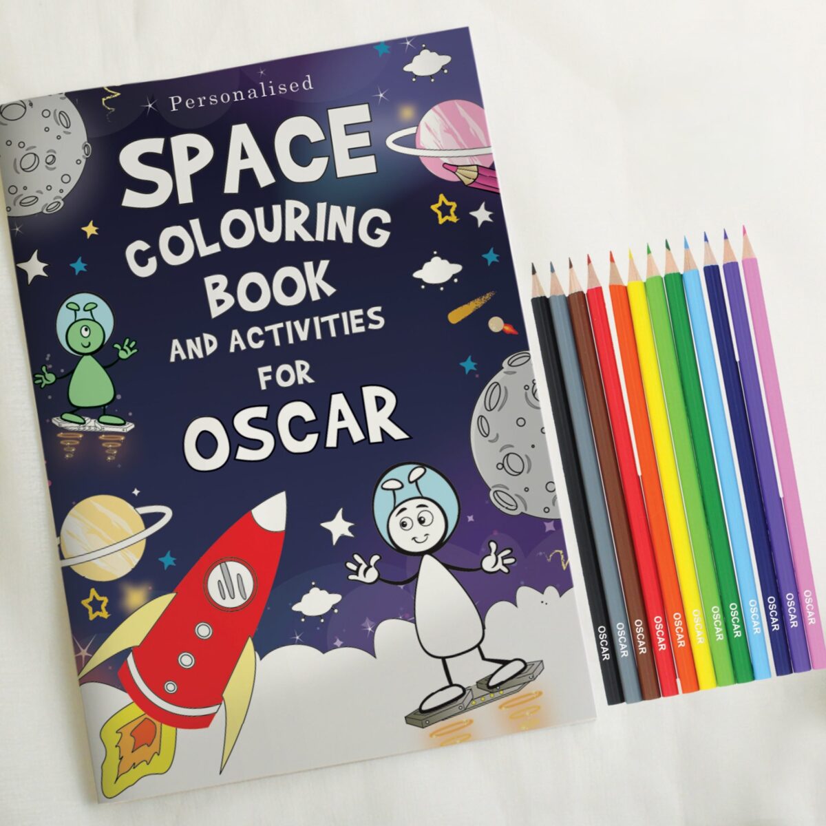 Personalised Space Colouring Book with Pencil Crayons: 1 - Books By Gift Moments