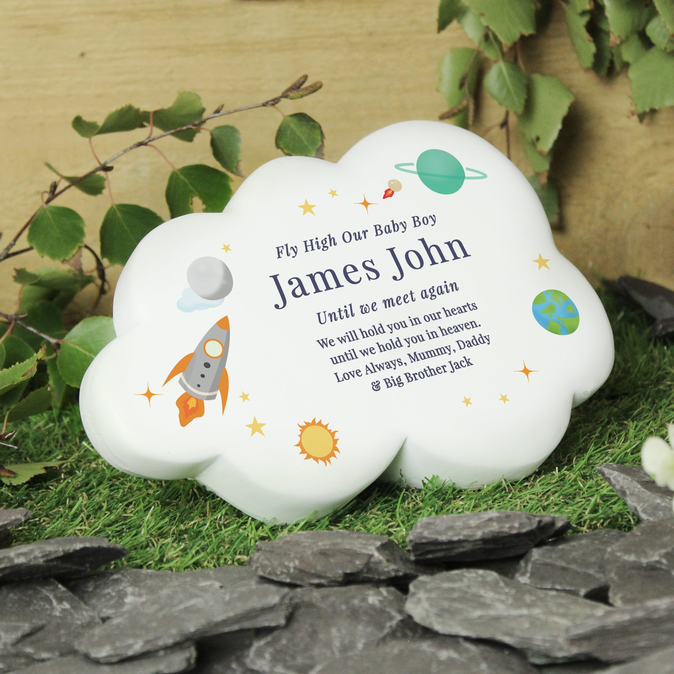 Personalised space resin memorial cloud