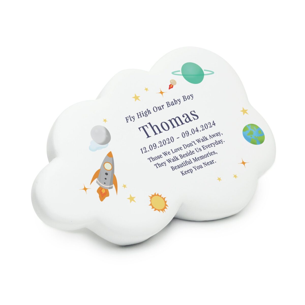 Personalised space resin memorial cloud