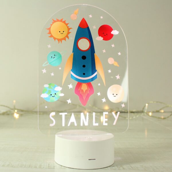 Personalised Space Rocket LED Colour Changing Night Light: 2 - LED Lighting By Gift Moments