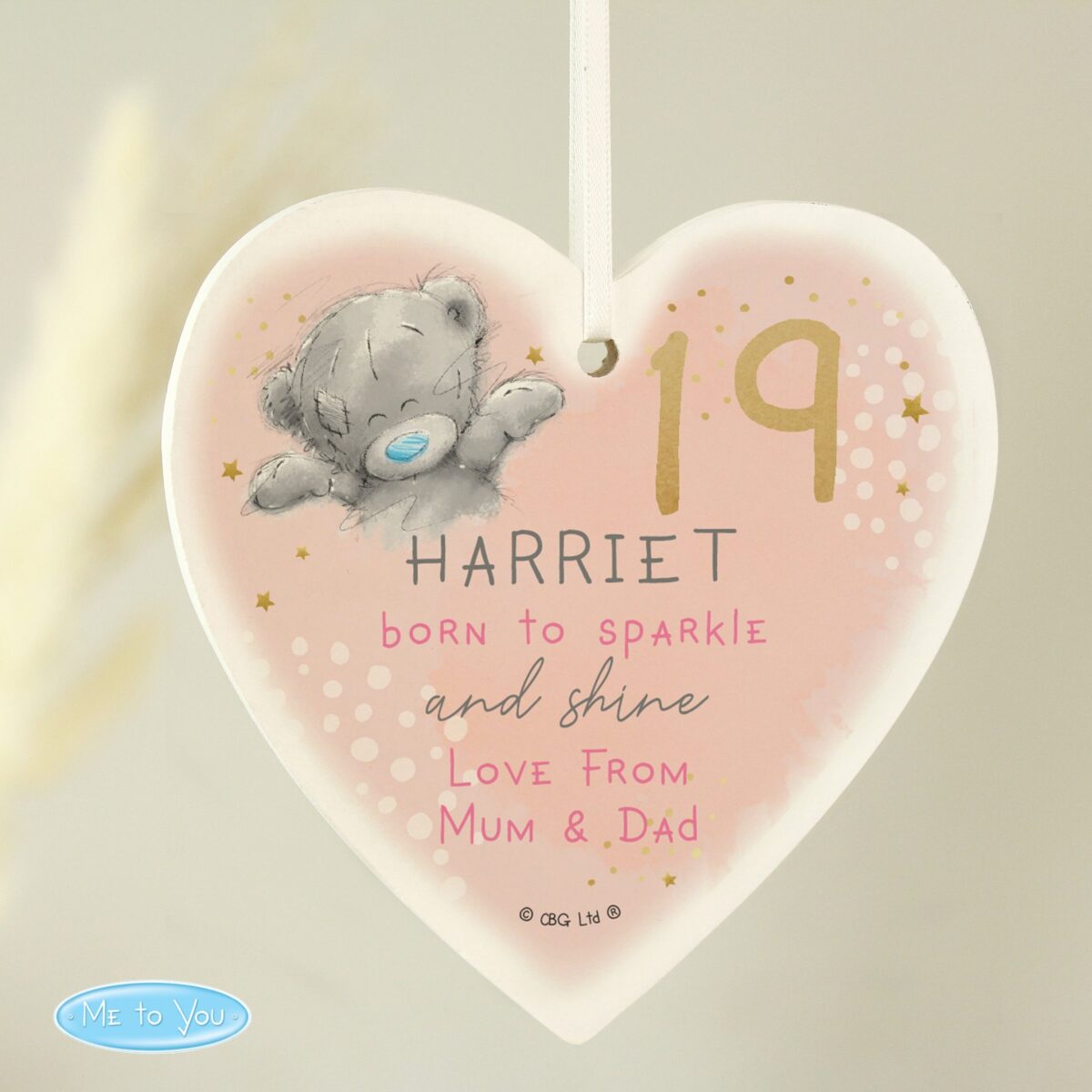 Personalised Me To You Sparkle & Shine Birthday Wooden Heart: 3 - Decorations