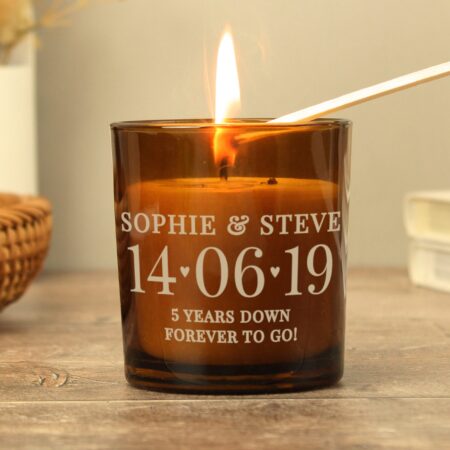 Personalised Special Date Amber Glass Candle: 3 - Candles By Gift Moments