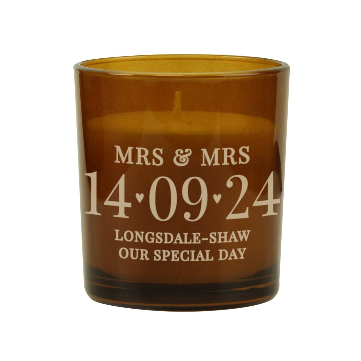 Personalised Special Date Amber Glass Candle: 5 - Candles By Gift Moments