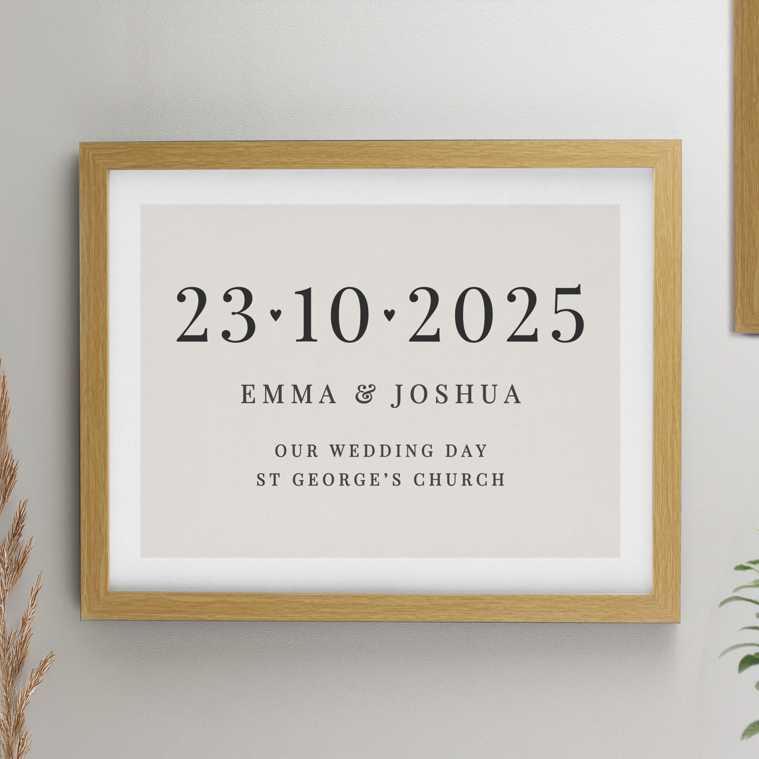 Personalised Special Date Framed Prints: 1 - Oak - Framed Prints By Gift Moments